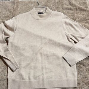 100%Murano wool Men's Light Beige Turtleneck Sweater